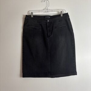Liverpool Womens Gray Denim Skirt Size 12 Classic American College 31” length